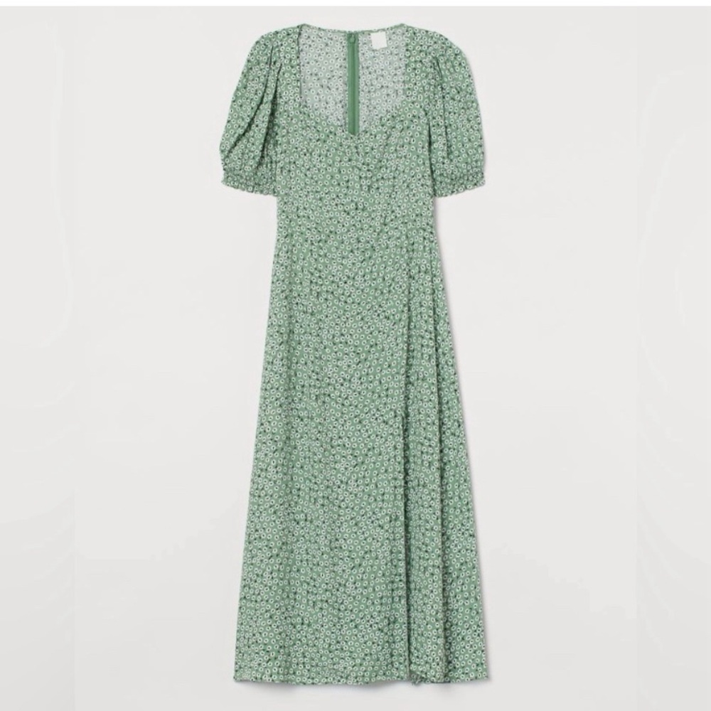 H&M - PATTERNED DRESS - GREEN/FLORAL